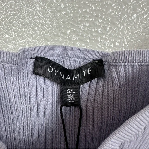 Ribbed Knit Cropped Tank Top Size L Dynamite | ’90s Minimalist City Chic Stretch - Picture 5 of 11